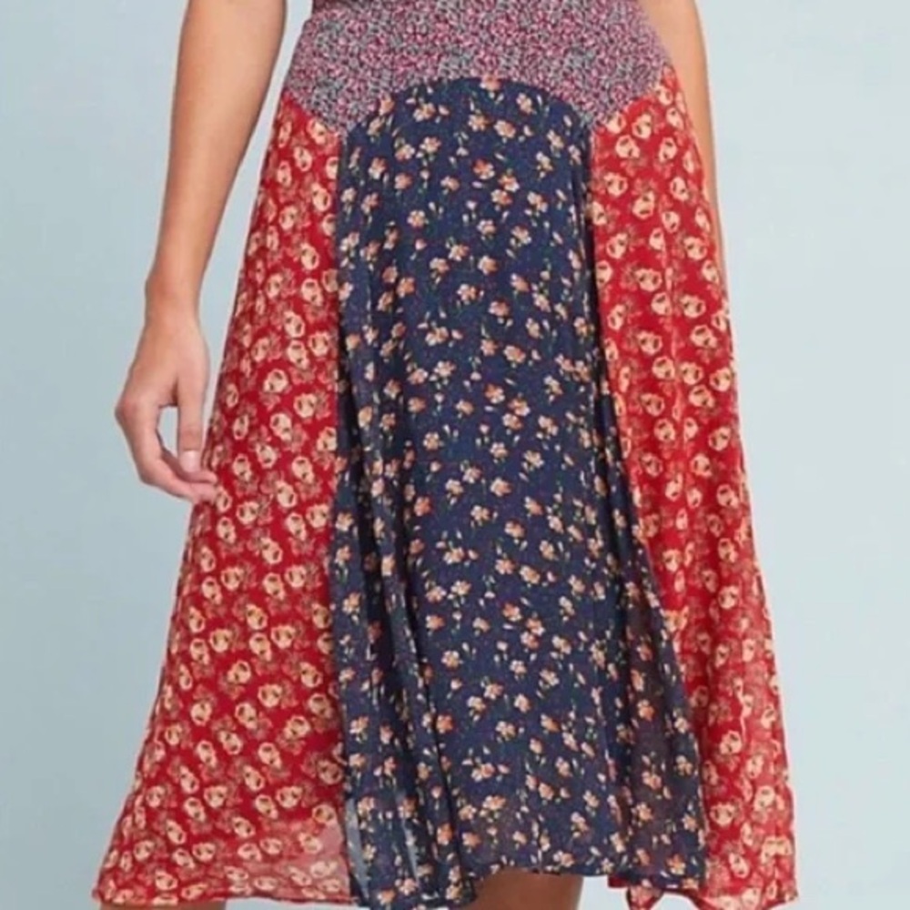 *ANTHROPOLOGIE* Meadow Rue Patchwork Midi Skirt